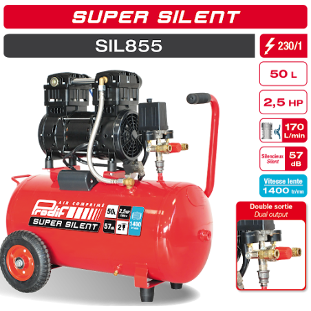 Compresseur silencieux Prodif SIL855 50 L 2,5 CV 9 bar sans huile | Compresseur Direct